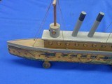 An Early & Rare 1880's Bliss Wood & Paper Litho Admiral Toy Ship In Fine Untouched Condition!  - Image 5 of 6
