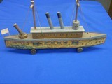 An Early & Rare 1880's Bliss Wood & Paper Litho Admiral Toy Ship In Fine Untouched Condition!  - Image 2 of 6