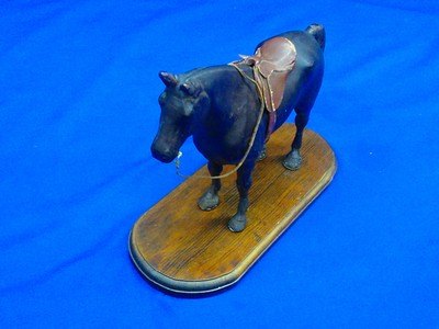 Hand Carved Wooden Horse with Leather Saddle That Was In The West Point Museum - Image 2 of 5