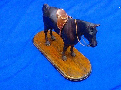 Hand Carved Wooden Horse with Leather Saddle That Was In The West Point Museum - Image 3 of 5