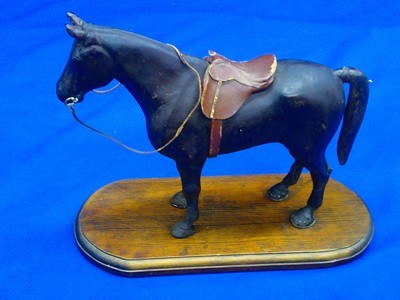 Hand Carved Wooden Horse with Leather Saddle That Was In The West Point Museum - Image 1 of 5