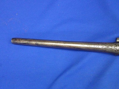 Very Scarce, Early, & Large Circa Early 1700's Ornate European Silver Mounted With A Raised Chiseled Barrel, Lock, & Hammer Flintlock Pistol Excellent - Image 10 of 14