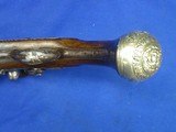 Very Scarce, Early, & Large Circa Early 1700's Ornate European Silver Mounted With A Raised Chiseled Barrel, Lock, & Hammer Flintlock Pistol Excellent - Image 12 of 14