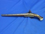 Very Scarce, Early, & Large Circa Early 1700's Ornate European Silver Mounted With A Raised Chiseled Barrel, Lock, & Hammer Flintlock Pistol Excellent - Image 7 of 14