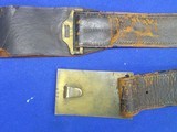 An Early U.S. Civil War Brass Officers Eagle & Wreath Buckle With Matching No. 808 Keeper On Its Original Belt In Fine Untouched Condition! - Image 3 of 6