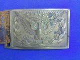 An Early U.S. Civil War Brass Officers Eagle & Wreath Buckle With Matching No. 808 Keeper On Its Original Belt In Fine Untouched Condition! - Image 6 of 6
