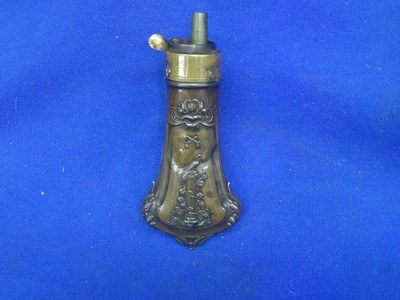 An Early & Scarce Civil War Peacock On A Pedestal With Crossed Pistols Powder Flask For A Colt Percussion Root Revolver In Untouched Original Cond.! - Image 1 of 8