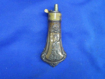 An Early & Scarce Civil War Peacock On A Pedestal With Crossed Pistols Powder Flask For A Colt Percussion Root Revolver In Untouched Original Cond.! - Image 8 of 8