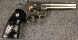 Colt Python 357, 6" Barrel, Polished Nickel. .357 Magnum.
Box, hang tag, extra Grip and Colt Letter of Authenticity included - 1 of 5