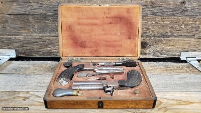 Jalabert Lamotte French Double Barrel Dueling Pistol Set