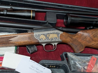 BLASER R93 SUPER DELUXE TWO BARREL SET, CHAMBERED IN .416 REM MAG AND .300 WBY MAG, IN VERY GOOD CONDITION