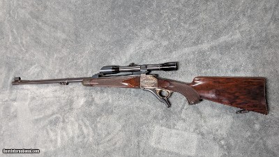 RIGBY 1902 WEBLEY FALLING BLOCK STOCKED BY TOM SHELLHAMMER IN .25 KRAG/ .25 Niedner, WITH 26' BARREL, UNERTL HAWK 4X SCOPE IN EXCELLENT CONDITION