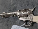 3RD GEN COLT SAA IN .45 COLT ENGRAVED BY MIKE SAWMILLER ENGRAVER, WITH IVORY GRIPS IN LIKE NEW CONDITION - 17 of 20