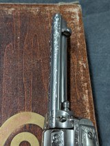3RD GEN COLT SAA IN .45 COLT ENGRAVED BY MIKE SAWMILLER ENGRAVER, WITH IVORY GRIPS IN LIKE NEW CONDITION - 13 of 20