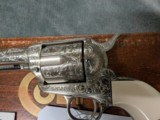 3RD GEN COLT SAA IN .45 COLT ENGRAVED BY MIKE SAWMILLER ENGRAVER, WITH IVORY GRIPS IN LIKE NEW CONDITION - 9 of 20