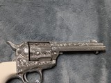 3RD GEN COLT SAA IN .45 COLT ENGRAVED BY MIKE SAWMILLER ENGRAVER, WITH IVORY GRIPS IN LIKE NEW CONDITION - 18 of 20