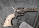 3RD GEN COLT SAA IN .45 COLT ENGRAVED BY MIKE SAWMILLER ENGRAVER, WITH IVORY GRIPS IN LIKE NEW CONDITION - 1 of 20