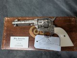 3RD GEN COLT SAA IN .45 COLT ENGRAVED BY MIKE SAWMILLER ENGRAVER, WITH IVORY GRIPS IN LIKE NEW CONDITION - 7 of 20