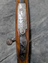 W. E. ROBERTS CUSTOM MANNLICHER STOCKED 98 MAUSER IN .270 WIN WITH ENGRAVED BOTTOM METAL BY SONNY SPROW, IN EXCELLENT CONDITION - 4 of 20