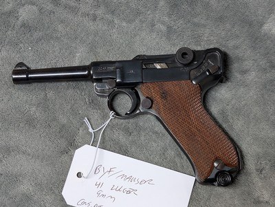 REBLUED MAUSER / BYF 41 CHAMBER DATE P08 LUGER WITH 4" BARREL IN VERY GOOD CONDITION