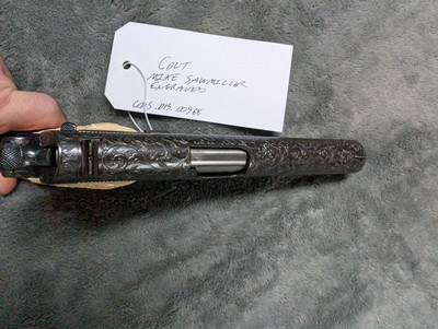 MIKE SAWMILLER ENGRAVED 1916 COLT 1911 WITH CARVED IVORY GRIPS, IN LIKE EXCELLENT/ AS ENGRAVED CONDITION - Image 12 of 20