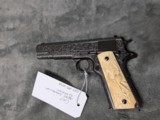 MIKE SAWMILLER ENGRAVED 1916 COLT 1911 WITH CARVED IVORY GRIPS, IN LIKE EXCELLENT/ AS ENGRAVED CONDITION - Image 10 of 20
