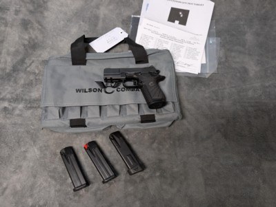 WILSON COMBAT EDC X9, IN EXCELLENT BARELY USED CONDITION WITH 3 EXTRA MAGAZINES, 3.25