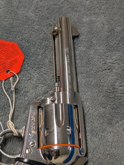 NICKEL COLT SINGLE ACTION ARMY IN .45 COLT WITH 4.75: BARREL IN EXCELLENT CONDITION, HAS POLYMER IVEX GRIPS - Image 10 of 20