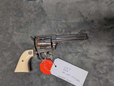 NICKEL COLT SINGLE ACTION ARMY IN .45 COLT WITH 4.75: BARREL IN EXCELLENT CONDITION, HAS POLYMER IVEX GRIPS - Image 20 of 20