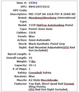 NEW EXCLUSIVE PRODUCTION MOSSBERG 22LR CALIBER SEMI AUTO PISTOL 37251 - 2 of 2