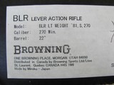 EXCELLENT CONDITION BROWNING LIGHT WEIGHT 81 BLR 270 WIN LEVER ACTION RIFLE - 22 of 23