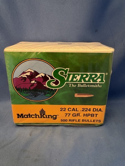 Sierra MatchKing 22 Cal .224 Dia 77 GR HPBT 500 Count