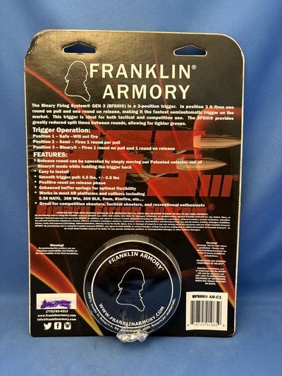 Franklin Armory BFSIII AR-C1 Binary Trigger - Image 2 of 2