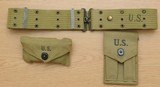 WWII US Army pistol belt, mag. pouch and first aid kit, Exc. Cond. - 1 of 8