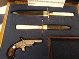 "Cook & Brothers"
New Orleans Pair Civil War Era
Bowies, Sheaths in Oak Presentation Case
& 1870's Derringer - 1 of 14