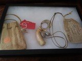 Whaling Fetish, whales tooth, misc, & leather pouch 1906 North Coast Haida aboriginal Native Tribe Necklace - 1 of 6