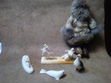 Inuit Native Alaskan Walrus Ivory Carvings Lot of 4 and a Fur Native Doll Awesome - 7 of 10