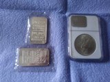 Silver Dollar, Silver Round, & Silver Bar Mini Hoard Includes NGC MS64 Silver Dollar - 10 of 13