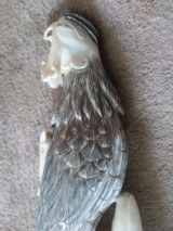 Asian Art Ivory Carving of Phoenix Bird 10 inch on with wood stand Fine scrimshaw detail - 4 of 7