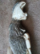 Asian Art Ivory Carving of Phoenix Bird 10 inch on with wood stand Fine scrimshaw detail - 3 of 7