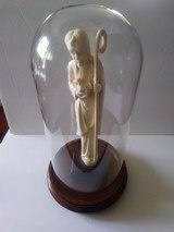 Hand Carved Ivory Jesus ( inches with wood stand. Details Staff and Lamb - 5 of 5