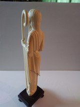 Hand Carved Ivory Jesus ( inches with wood stand. Details Staff and Lamb - 2 of 5