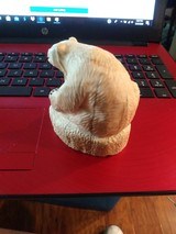 Eddie Syngor Original Inuit Carving Seated Bear with Fish 3" tall Walrus Ivory Highly Detailed - 4 of 5