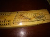 Inuit Carved and Scrimshawed 19 inch 3 1.2 pound Walrus Tusk !!! Old and Awesome Game Board as well - 2 of 3