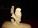 Inuit Walrus Tusk Ivory carving Owl family with Tusk section. - 2 of 5