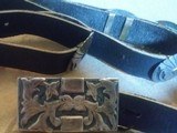 Sterling Conchos on
leather
belt with 2 Sterling
Silver Buckles.
Could make a belt and a Hatband - 1 of 7