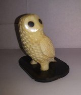 Native American Inuit Ivory carving of Snow Owl with Inlay baleen eyes. Signed by Artist - 4 of 8