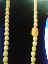 32 inch Asian carved Bead necklace(lotus buds) with Buddha & ButterflyWWII brought back Finely Done - 2 of 4