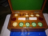 Beautifulwooden casedPoler chip set with key Late 1880 to 1900. - 5 of 5