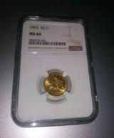 1903 USA$2.50gold Coin Just returned from Numismatic Grading Service. MS 64 High Grade Uncirculated - 1 of 4